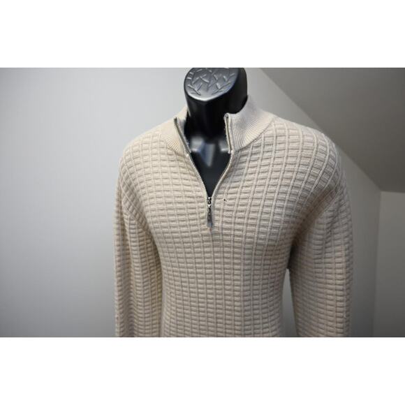 Coofandy 1/4 Zip Pullover Knitted Sweater Beige Long Sleeve Mens Size Large - Picture 1 of 9